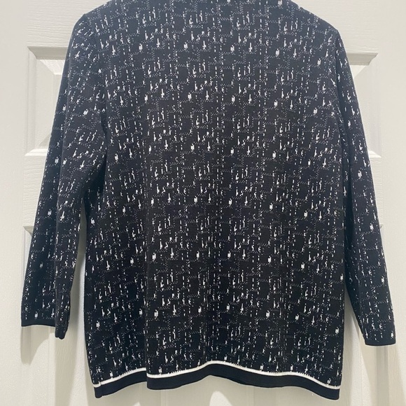 Jones Studio 3/4 Sleeve Black and White Cardigan, L - Picture 5 of 6